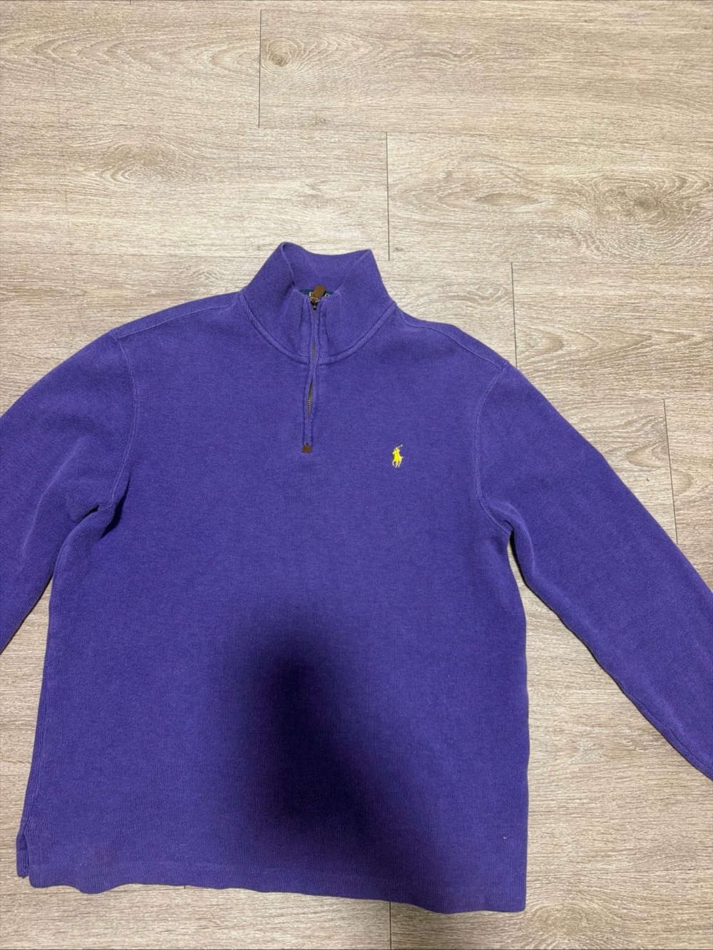 Polo by Ralph Lauren Deep Purple Quarter-Zip Sweater with Yellow Pony